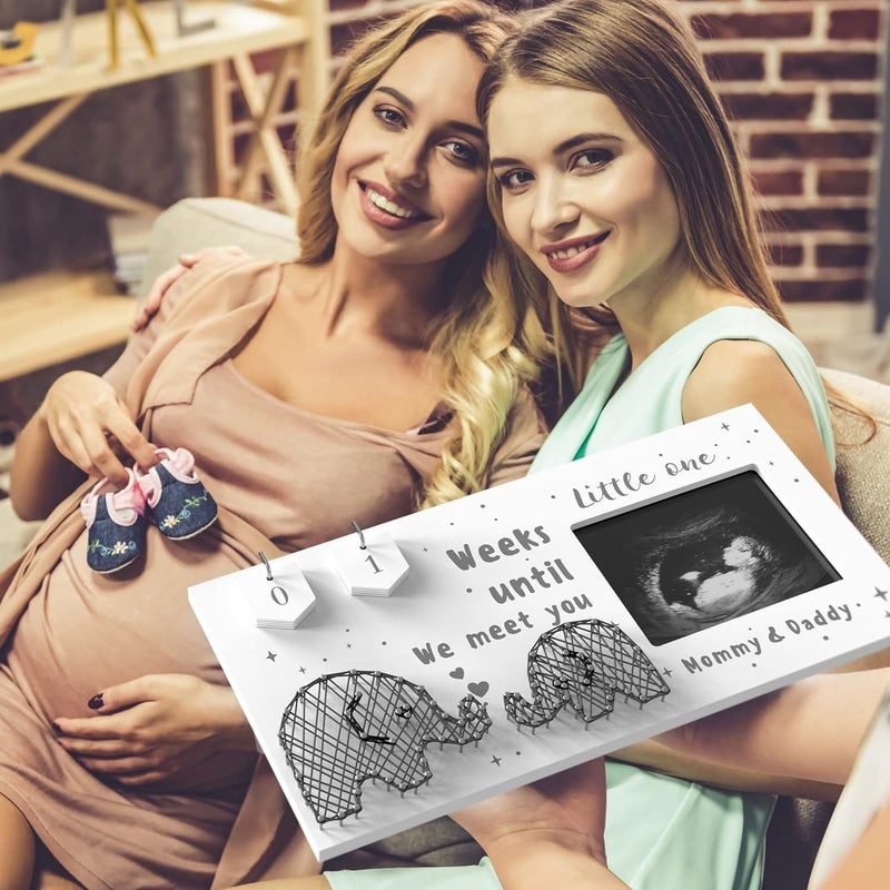 EURSET Baby Sonogram Picture Frame w/ Baby Countdown Weeks - Standard 4x3 Ultrasound Photo - Pregnancy Announcements Ideas - Gender Reveal - New Mom Expecting Parents Keepsake - Image 3